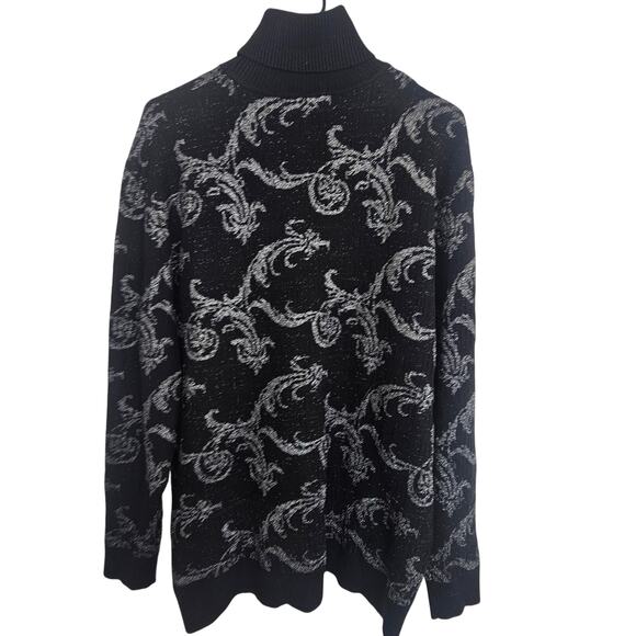 Barabas Mens Metallic Floral Turtleneck Sweater Size XL Whimsigoth Indie Grunge - Picture 11 of 11